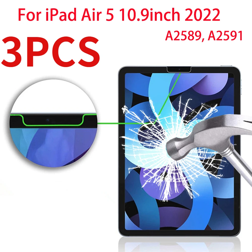 

3PCS Tempered Glass For Apple iPad Air 5 2022 A2589 A2591 Screen Protector Glass For iPad Air 5th generation 10.9 inches