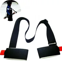Nylon Skiing Pole Shoulder Hand Carrier Lash Handle Straps Adjustable Buck Hook Loop Protecting Black Nylon Ski Handle Strap Bag 2