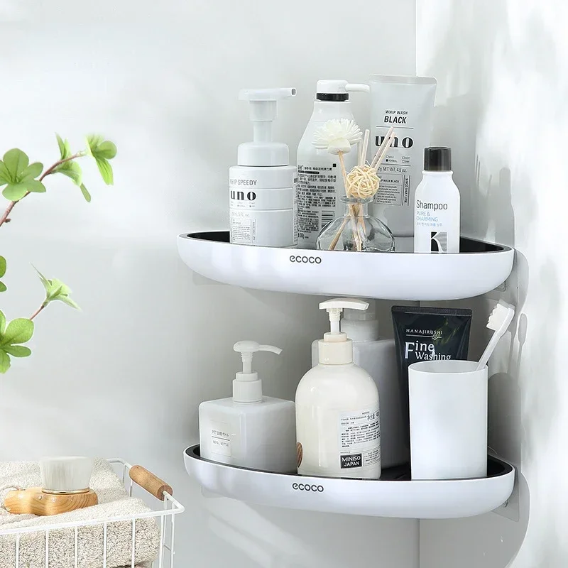 Bathroom Storage Shelf Shower Snap Up Corner Shelf Shampoo Holder Basket Shelf Wall Shelves for Shelving Kitchen 2