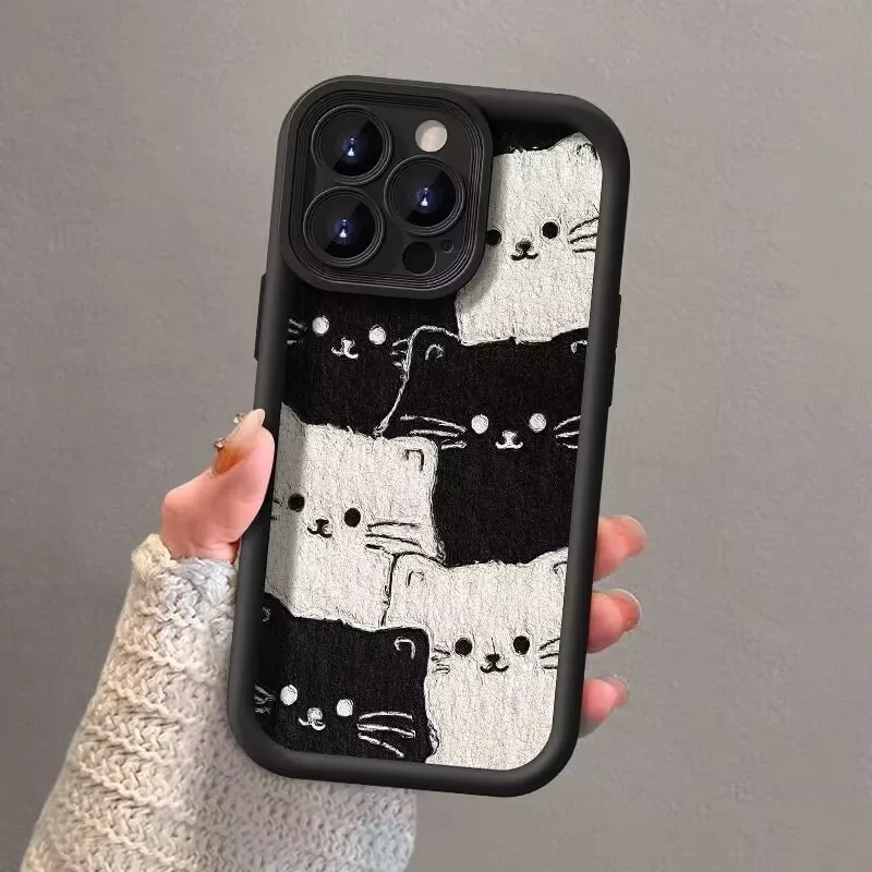 Charming Black Cat Print Silicone Soft Case Cover