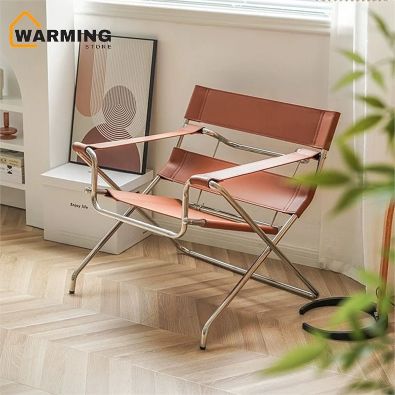 Warming Vasily Lounge Chair Nordic Single Sofa Chair Antique Saddle Photo Taking And Check-in Casual Folding Hot New
