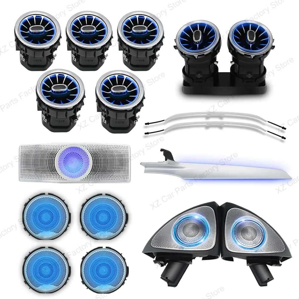 3/64-Color LED Ambient Lighting Kit – Interior Retrofit for Mercedes-Benz C/GLC Class Coupe W205, C43, C63, X253 (Door, Speaker, and Vent Covers)itSet 6