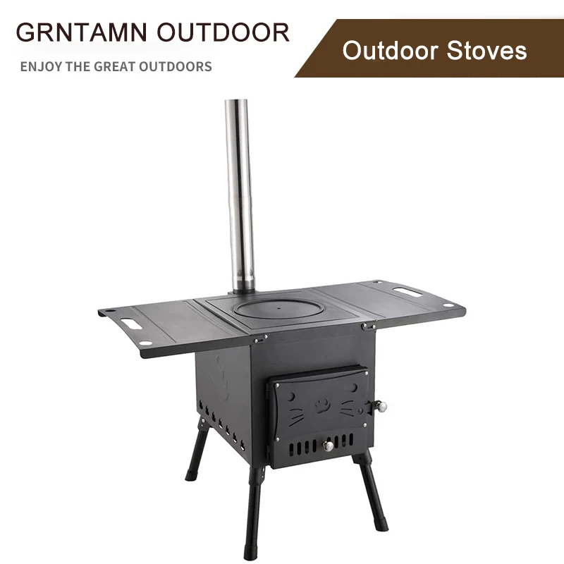 

Portable Camping Stove Outdoor Hot Tent Wood Stove with Chimney Pipes for Ice-fishing Cooking Travel Hiking Backpacking Trips