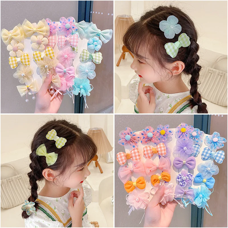Children's Hairpin Princess Little Girl Sweet Mesh Broken Clip Cute Baby Does Not Hurt Hair Headdress Suit hair clips hair accessories