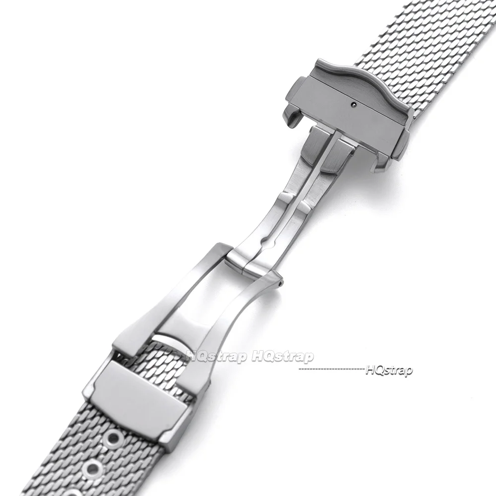 Elegant Stainless Steel Mesh Watch Strap with Folding Buckle - 20mm Business Wristband