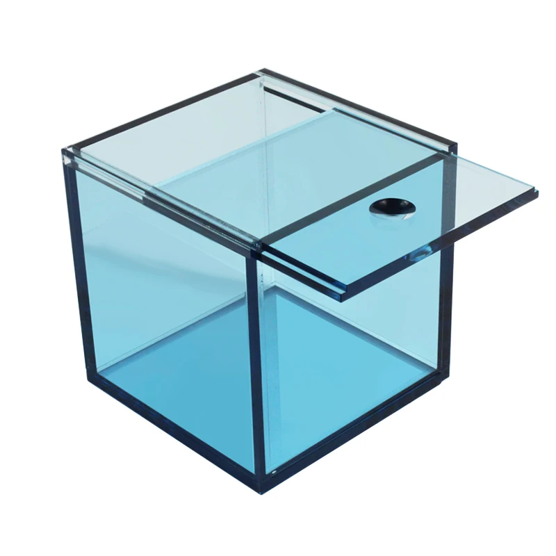 5MM Thick Colorful Translucent Sliding Cover Acrylic Display Box Square Cube for Home Decor,Make Up and Jewelry Storage Case