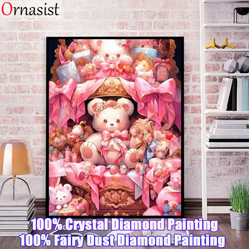 DIY Diamond Painting Full Fairy Dust Square Cartoon Crafts Cross Stitch Kits Teddy Bear 5D Crystal Diamond Mosaic Art Home Decor