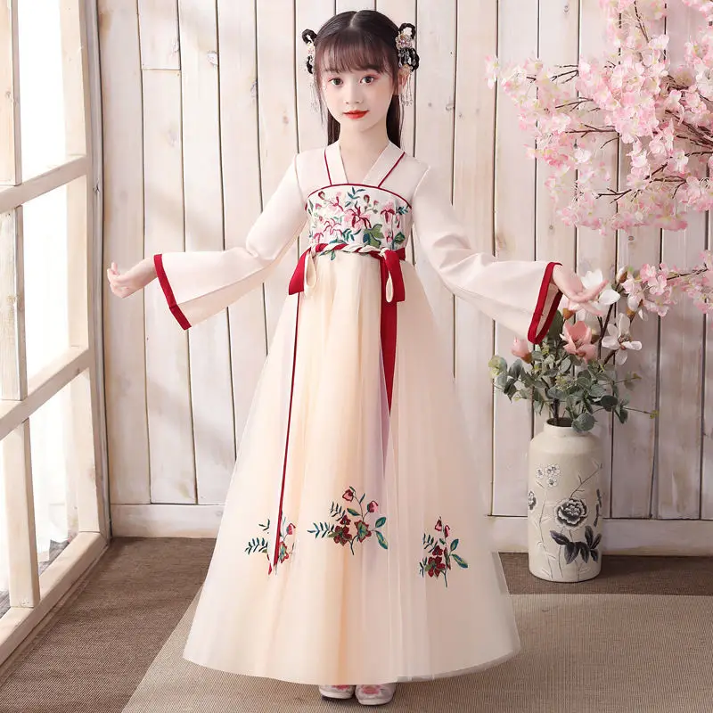 New 3-12T Japanese and Korean children's Hanfu dress spring and autumn girls princess dress Tang dress gauze skirt children's cl