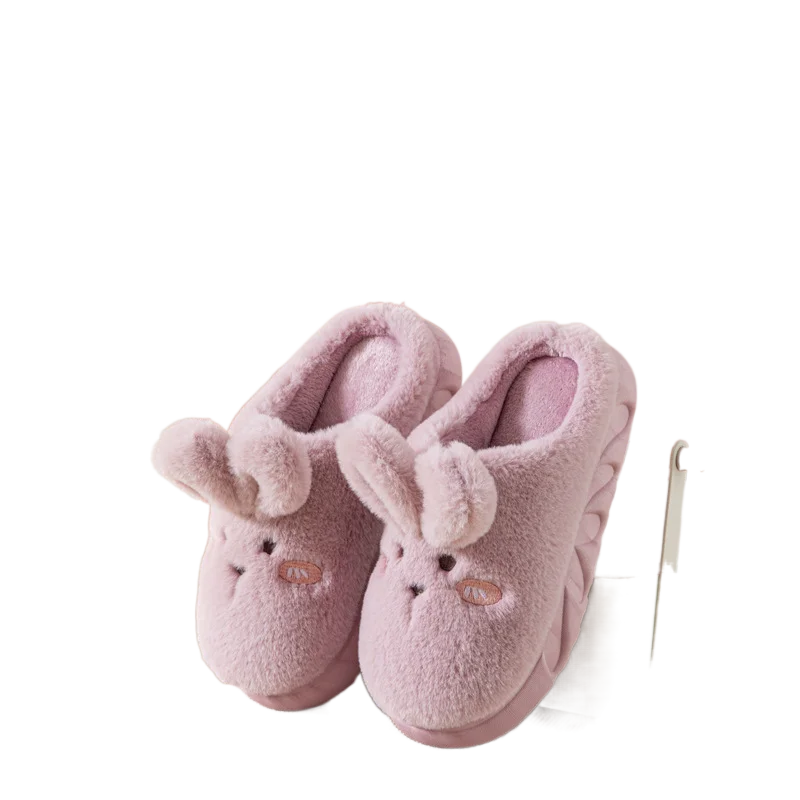 fur flat slippers women's home rabbit fur cotton slippers - The Little  Connection