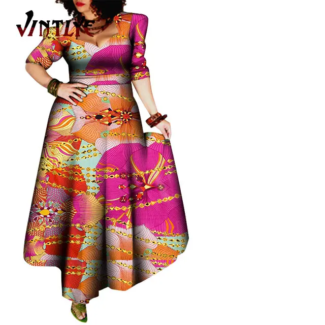African Style Dresses for Women Elegant Evening Gowns African Party Dress Maxi Ankara Floral Printed Robe Africaine Femme WY092 5