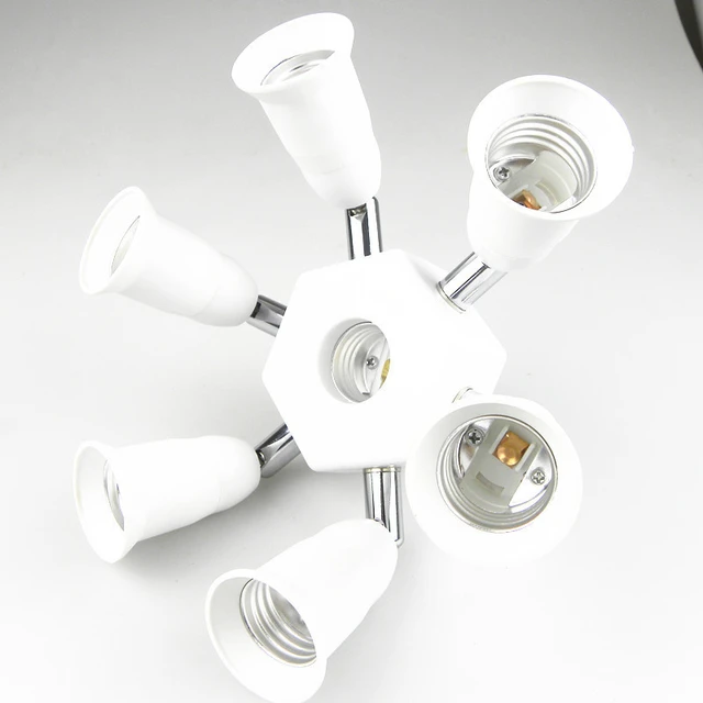7 in 1 Light Socket Splitter E26 E27 Adapter Converter for Bulbs 360  Degrees Adjustable E27 splitter 7 in 1