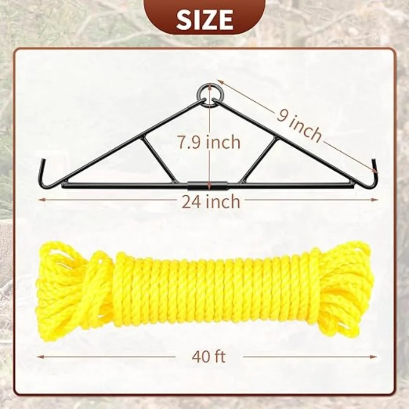 GearOZ Deer Hanger Elk Hoist Pulley Lift System with Gambrel Hunting Game Hanging Kit for Deer Carcass/Butcher Hunting Accessory