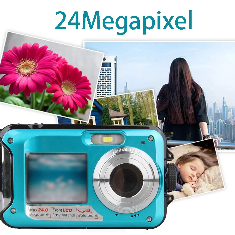 48MP Underwater Waterproof 2.7K Digital Camera Dual-screen Camera Suitable for Snorkeling Swimming Surfing and Drifting