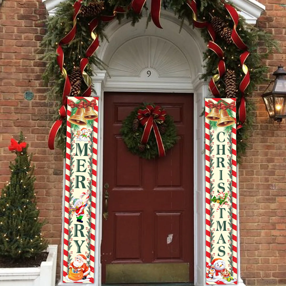 1 Ensemble De Décorations De Noël 2024, Bannière De Porte, Joyeux Noël, Père Noël, Bonhomme De Neige, Fournitures De Bannière Suspendue, Nouvel An, Décoration De Maison, Noël