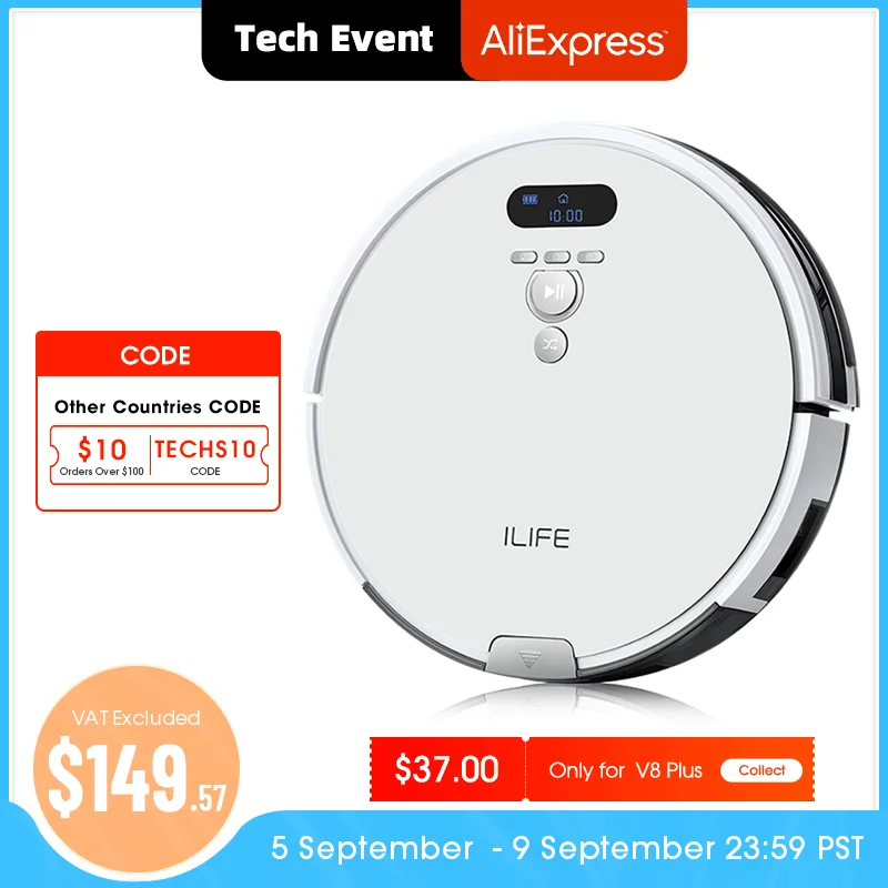 ILIFE V8 Plus Robot Vacuum Cleaner Wet Mop Navigation Planned Cleaning