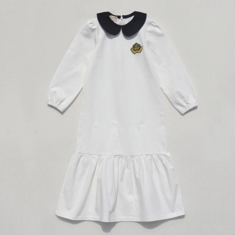 Children's White and Black Lounge Pajama Robe with Red Embroidered Crown
