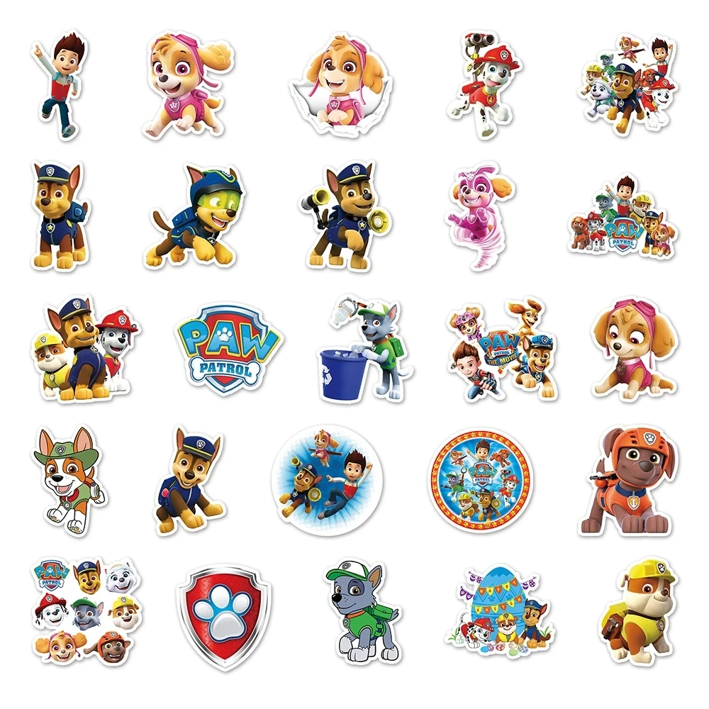 10/30/50PCS Cool Cute PAW Patrol Stickers PVC Decal Decoration Phone Skateboard Luggage Fridge Graffiti Sticker Toy Gift for Kid 6