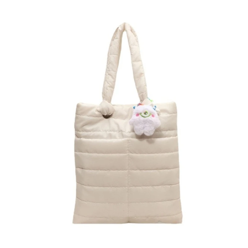 Large Capacity Bag for Women Winter Top Handle Handbag Girls Stylish Shoulder Bag All-matching Quilted Shopping Bags E74B