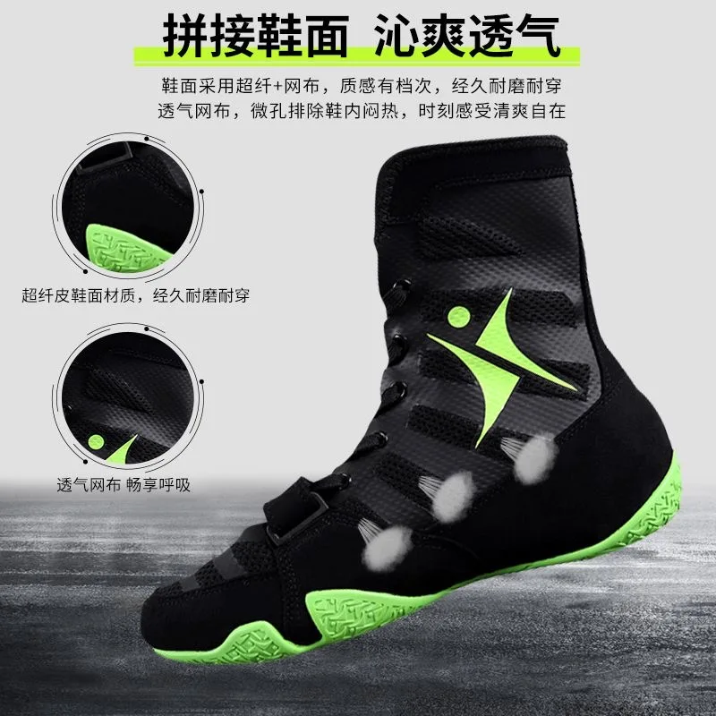 Martial Arts Shoes Wrestling Boots Professional Wrestling Boots for Unisex Black Mesh Boxing Shoes Mens Womens Luxury Brand Gym Shoes Couples Non-Slip Boxing Shoe