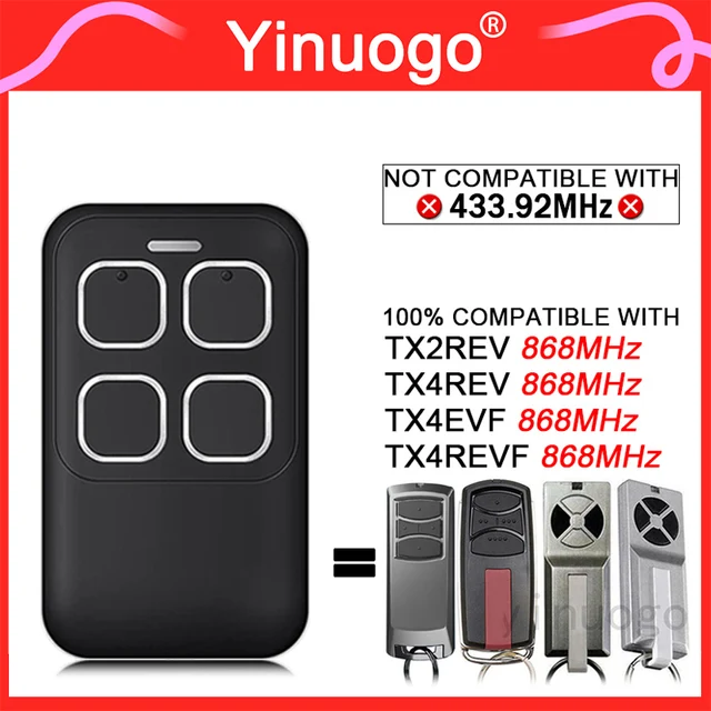 For TX2REV TX4REV TX4EVF TX4REVF 868MHz Gate Remote Control Garage Door Opener Hand Transmitter 868MHz Rolling Code 1