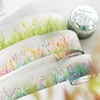 1Roll 2M PET Handbook Recycled Tape Planting Diary Glitter Sand Botanical Stickers Adhesives Round Stickers Scrapbook 30mm*2m 2