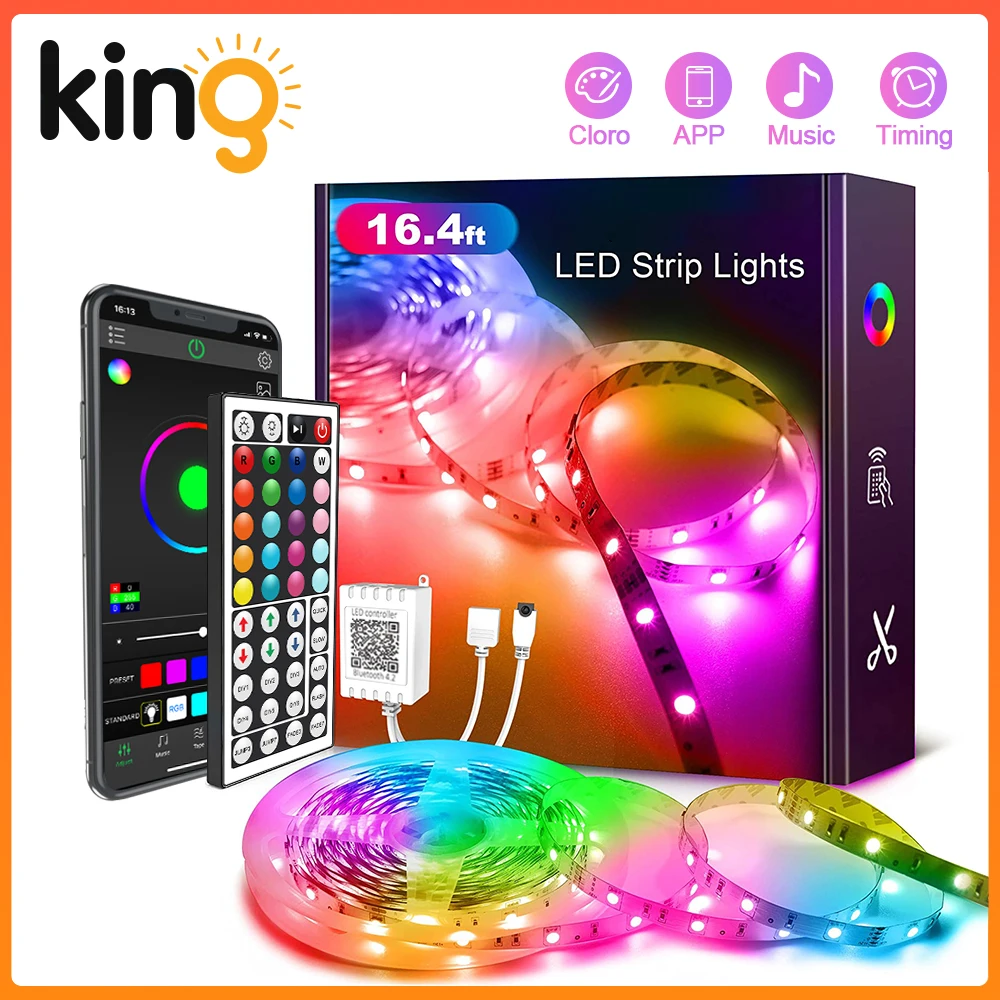 Светодиодная лента 5050 RGB с пультом ДУ на 44 клавиши меняющая цвет для спальни