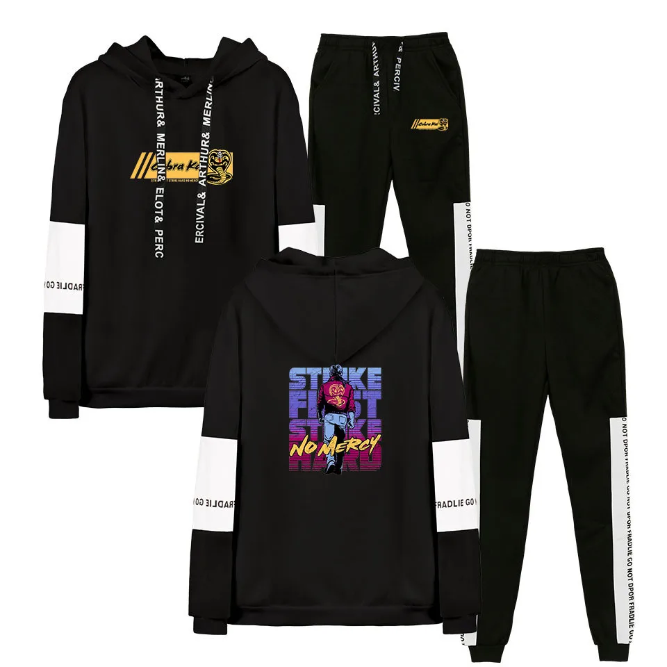 

The Karate Kid Cobra Kai Logo 2 Pieces Sets Man Pullover Hoodies Sportwear Suit womens Tracksuit Hooded Sweatshirt+ jogger pants