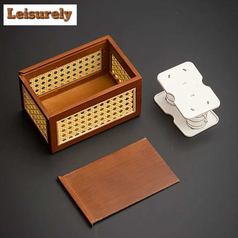Vintage Bamboo Rattan Tissue Box Paper Container Dispenser Case Wet Wipes Case Removable Paper Drawer Hotel Napkin Storage Gift