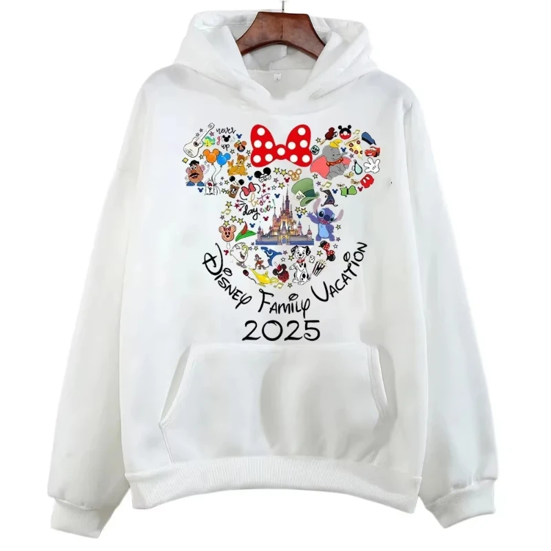 MINISO Kawaii Casual 2025 Cartoon Hoodie Family Vacation Sports Autumn Women's Casual Round Neck Street Style Pullover comfort