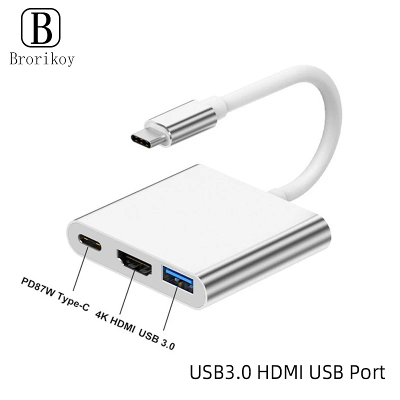 3 In 1 Usb Type C Hub To 4K Hdmi Hdtv Type-C Usb 3.1 For Ipad Pro 2018 2020 Huawei Samsung S8 Plus Tablet Pc Accessories