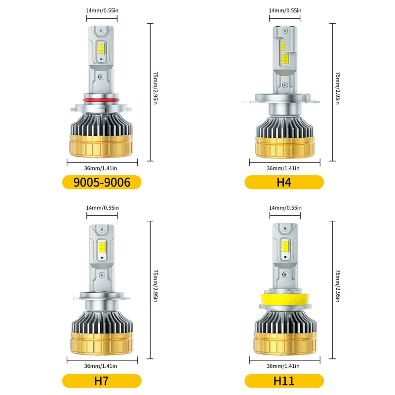 AILEO 200W 70000Lm H7 H4 H11 Led Car Headlights High Power Automotivo Canbus H8 H9 Turbo Lamp 6500K Bulbs