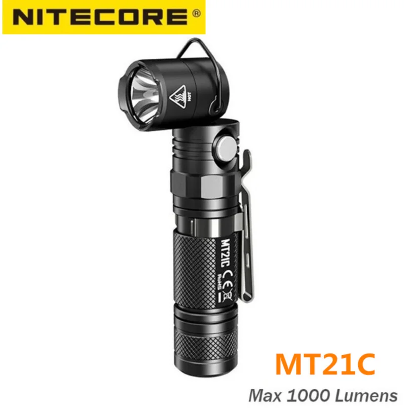 NITECORE MT21C Handheld Tactical Flashlight XP-L HD V6 max 1000 Lumen 90 degree adjustable Outdoor Sports torch rescue light