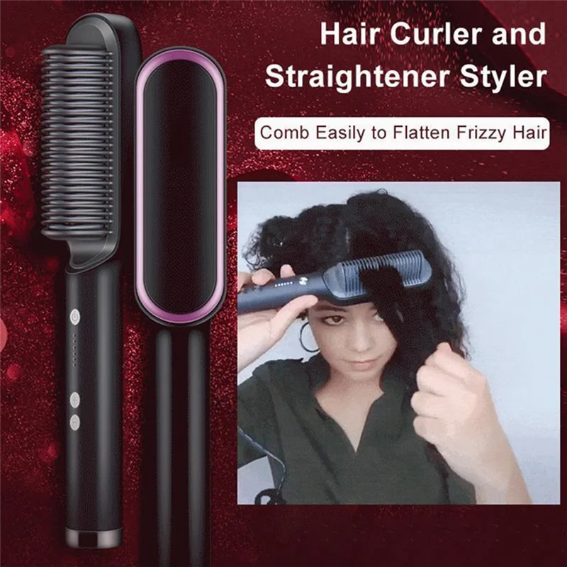 Hair Straightener Combs 2 In 1 Hot Comb Professional Multifunctional Fast Heating Anti-Scald Styler Tools EU Pluga52q