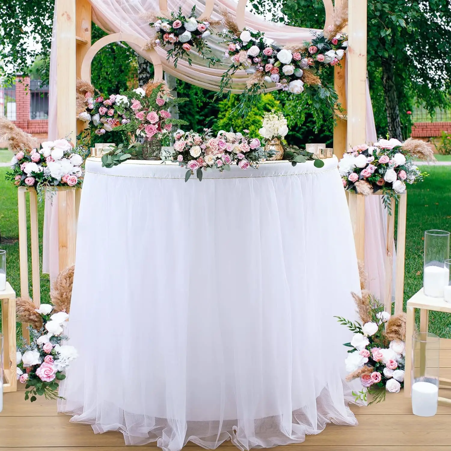 Tulle Table Skirt Tutu Table Skirt Tablecloth Decorations Baby Shower Wedding et Banquet Decoration Black Skirting