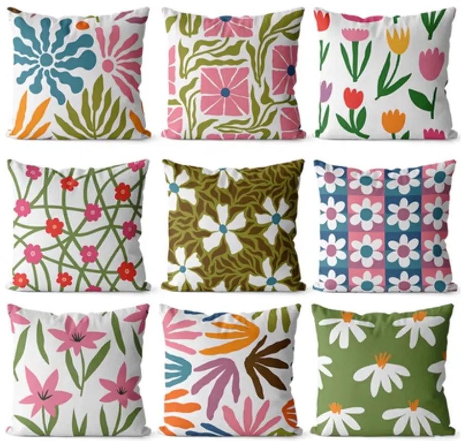 

Современная квадратная Подушка Модный яркий цветок fadas Чехол 43 53, винтажная пасторальная зеленая розовая наволочка для подушки home decore