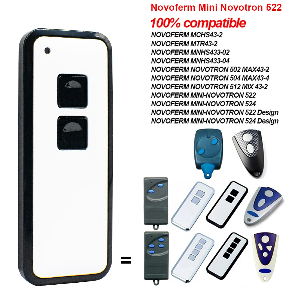 1-20pcs Novoferm Mini Novotron 522 Garage Door Opener Remote Control 433.92mhz 2 Buttons Rolling Code Tormatic Transmitter 433 3