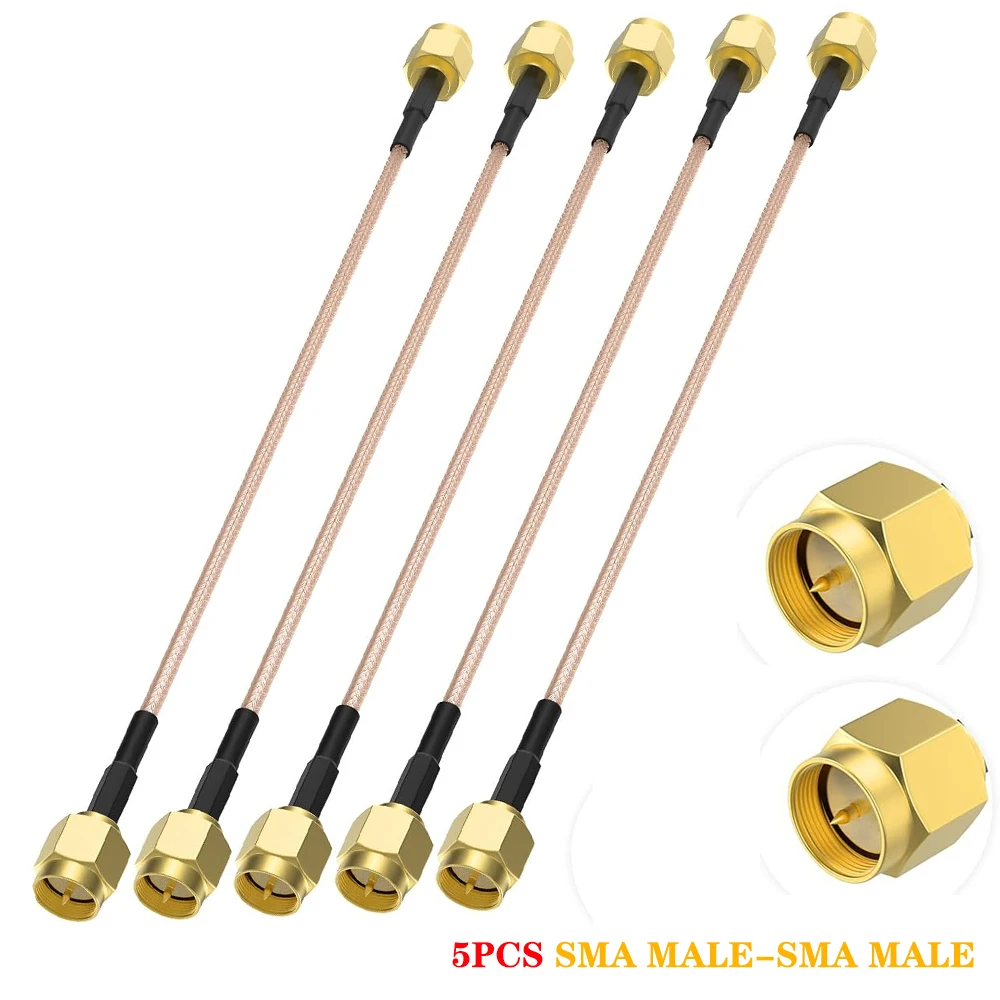 5 Stück/Set SMA-Stecker auf SMA-Stecker Adapter RF-Verbinder Pigtail Verlängerungskabel RG316 Jumper Pigtail