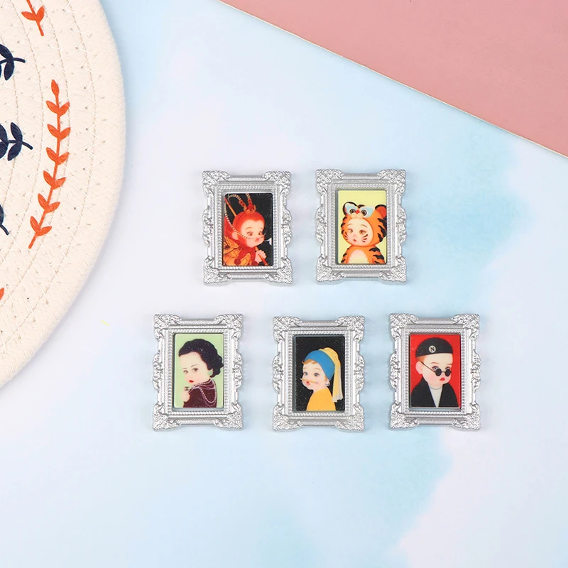 

1/12 Dollhouse Miniature Retro Picture Frame Mini Resin Photo Frame Simulation Furniture Model Toy Doll Accessories
