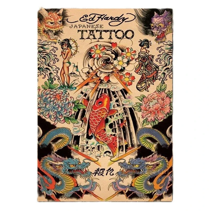 

Японский тату-плакат Ukiyoe, холст, настенное искусство для фотографий