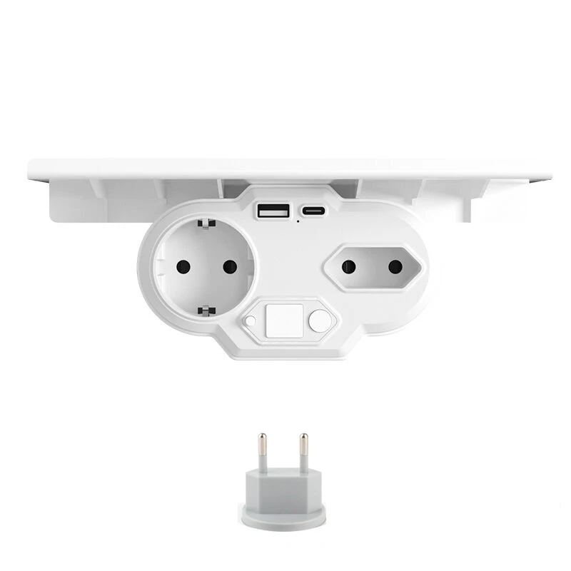 

Multi-purpose Socket EU Socket Wall Plug One Turn Multi-socket Expansion Wall Socket Night Light Micro USB Charge With Shelving