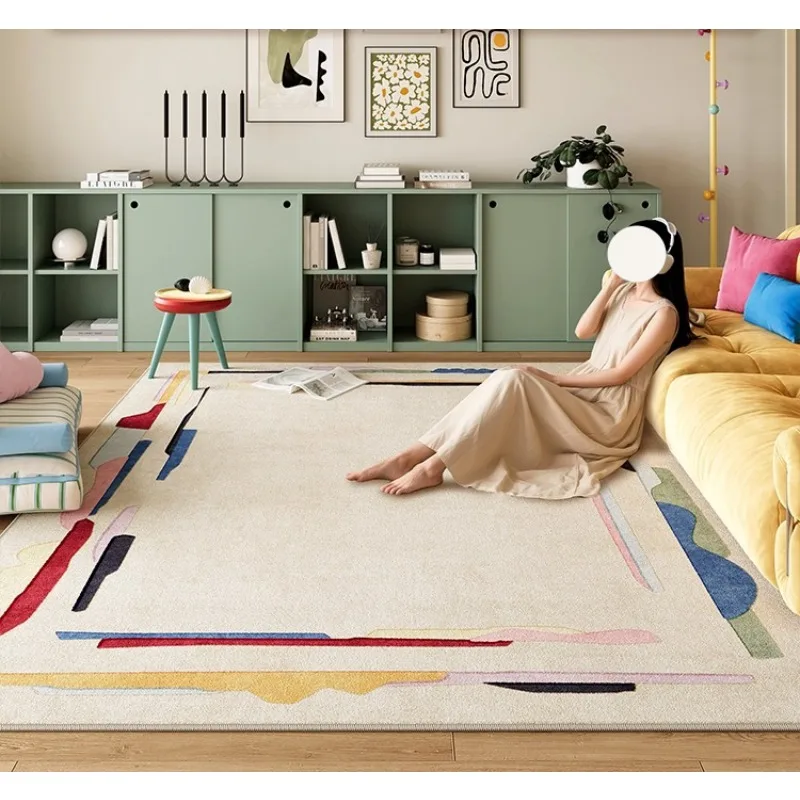 Geometric Pattern Living Room Carpet Modern Creative Art Bedroom Plush Rug Foldable Machine Washable Non-slip Cloackroom Mats 러그