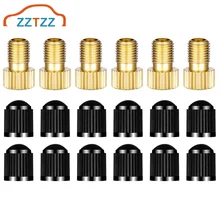 

6PC Presta Valve Adaptors Convert Presta to Schrader Adapter for Bike Inflate Tire Using Standard Pump and 12PC Tire Valve Cap