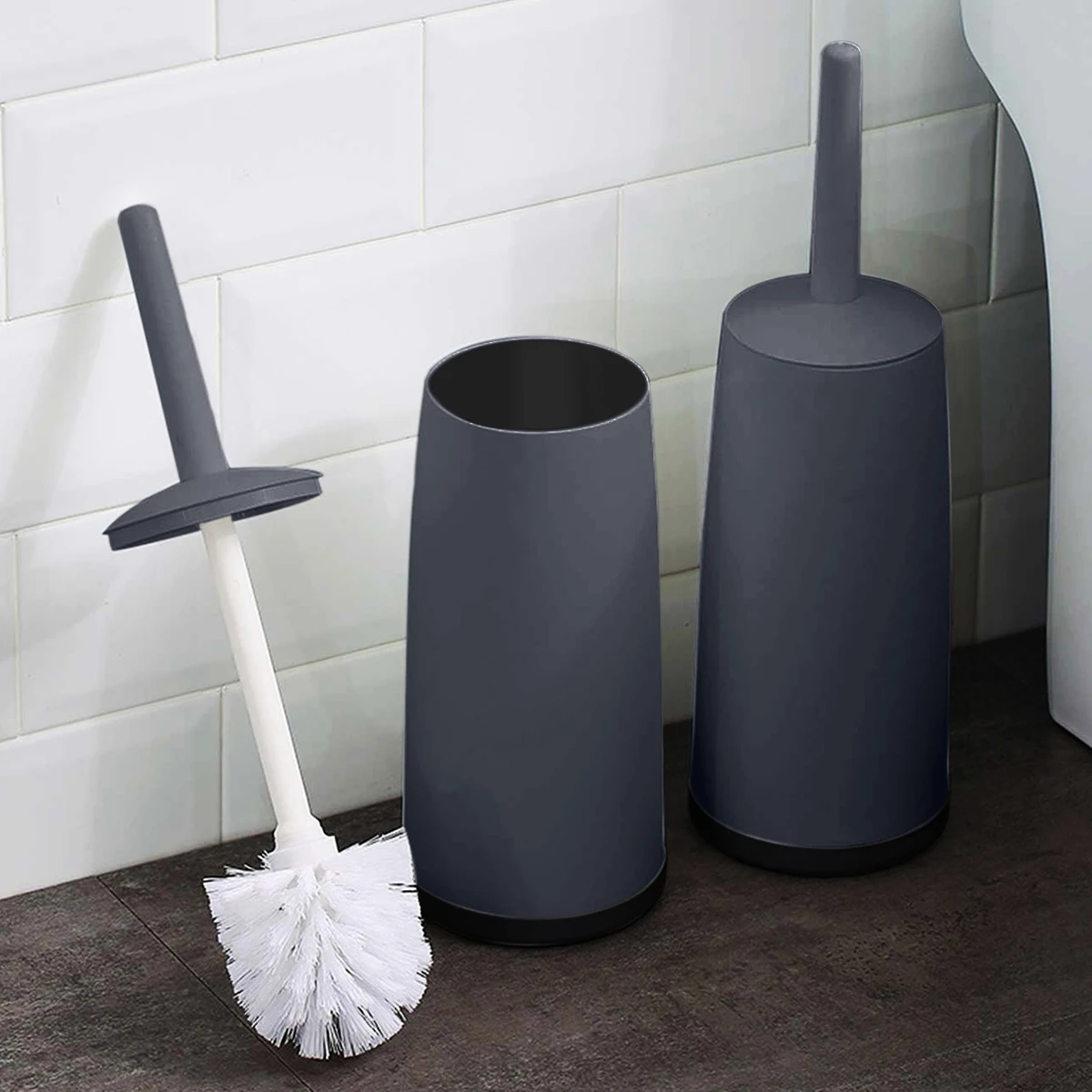 WORTHBUY Plastic Toilet Brush With Storage Base Long Handle Toilet Cleaning Brush For WC Bathroom Toilet Cleaning Tools