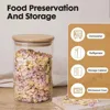 Glass Food Storage Tank with Made of bamboo Lid Kitchen Coffee Beans Candy Tea Grains Canister Home Snacks Storage 4