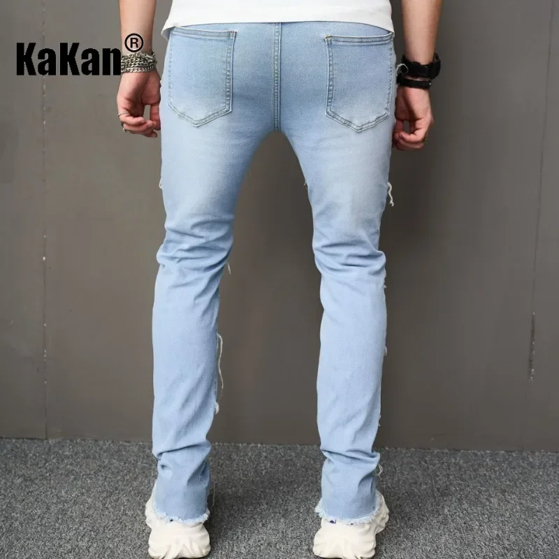 Kakan - European and American New High Street Micro La Style Jeans for Men, Cross Border Trend Made Old Long Jeans K78-908
