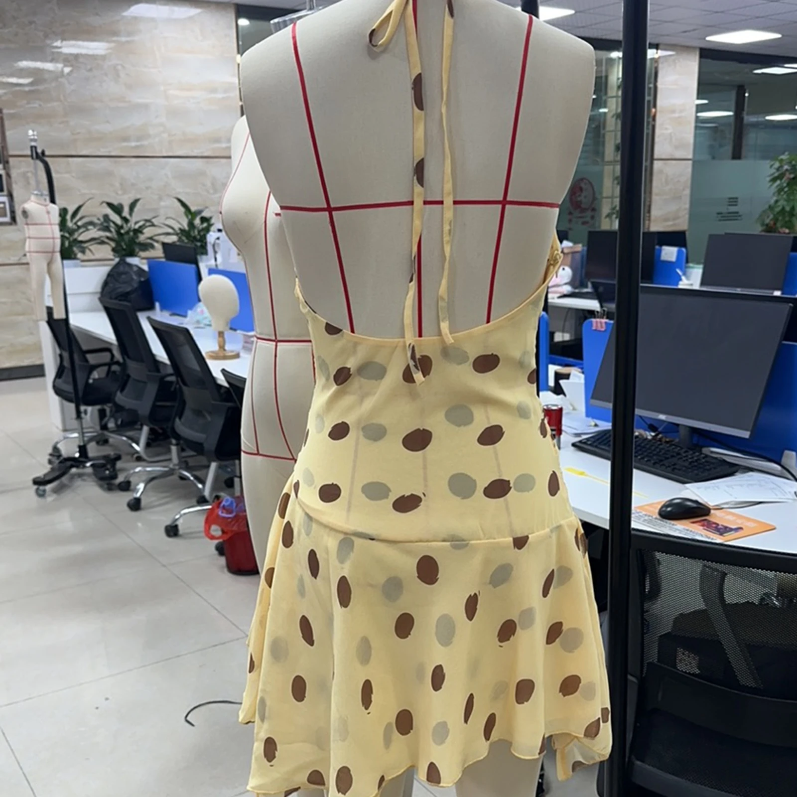 Women Summer Halter Mini Dress Ruffled Backless V Neck A Line Dress For Beach Vacation Party Daily Wear Streetwear