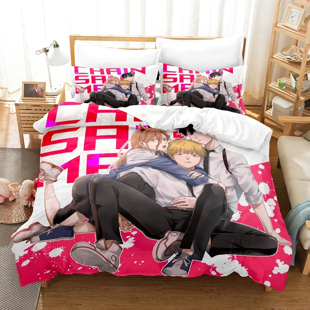 3D Printed Anime Chainsaw Man Bedding Set Makima Duvet Cover 3Pcs Cover Single Twin Quilt Bedclothes Cover Home Textile 3