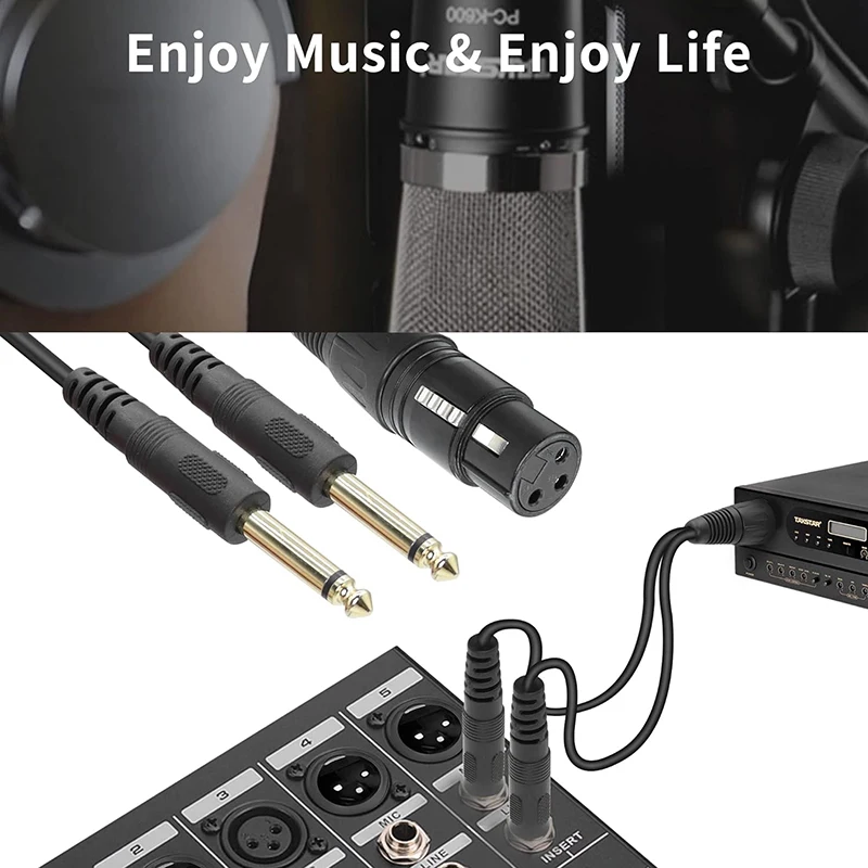 Sdoppiatore Audio Microfono Cuffie Cavo Audio Mono XLR Femmina A Doppio 6,35 Mm A 3 Pin Cavo Ausiliario Stereo Con Jack TS 1/4 Spina Da 6,35 Mm A Cavo Splter XLR Maschio - Foto 5
