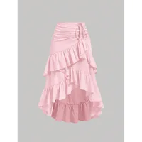 Irregular Ruffles Tiered Skirt Sweet Spicy Wind Layered Ruffle Edge Tied Skirt for Summer Holiday Sexy Elegant Women Beach Dress - Image 3