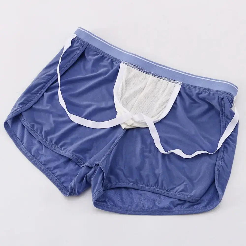 Sexy Mens Arrow Shorts Ice Silk Underwear Sexy Home Panties Boxers Briefs Underpants Transparent Cool Breathable